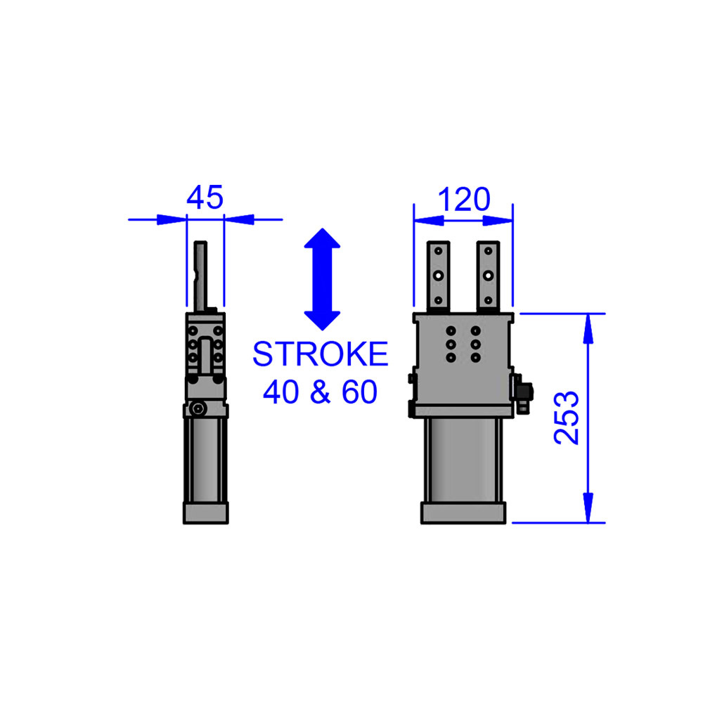 A technical illustration of a XLP63-2 pin unit manufactured by Sandfield Engineering