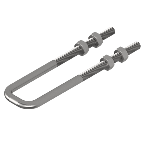 A U shaped long bar with both open ends threaded with bolts either side.
